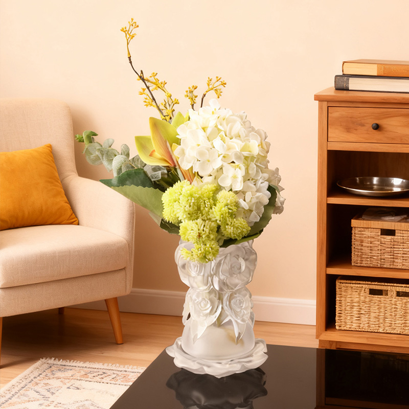 Proceso de fundición a la cera perdida Decoración del hogar Florero de cristal “Florero de rosas”