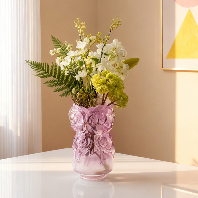 Proceso de fundición a la cera perdida Decoración del hogar Florero de cristal “Florero de rosas”
