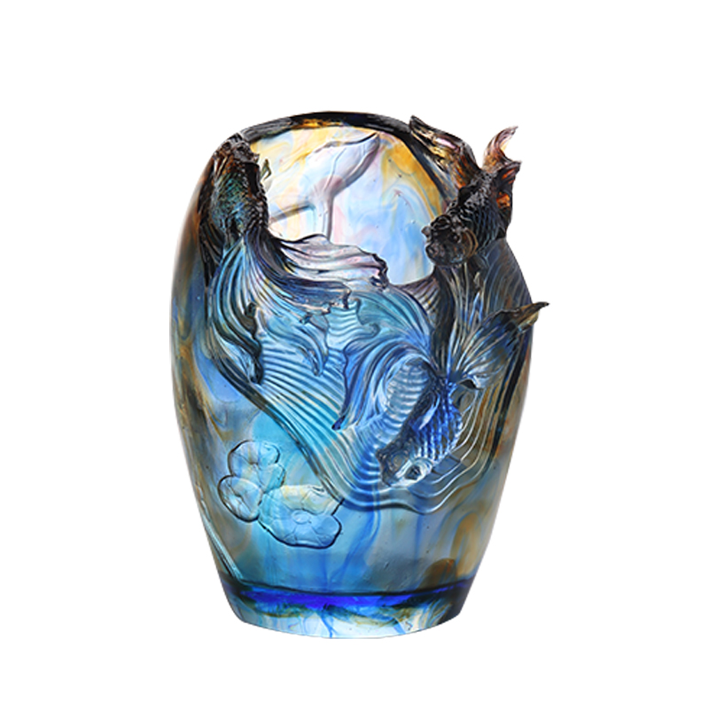 Florero de vidrio: lujoso y sofisticado arreglo floral para sala de estar, soporte artístico para flores conservadas, adorno decorativo para mesa de comedor para el hogar, 