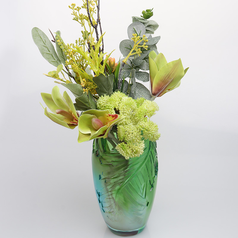 Jarrón de cristal para sala de estar, arreglo Floral, jarrón artístico de cristal, decoración del hogar, adorno para mesa de comedor,