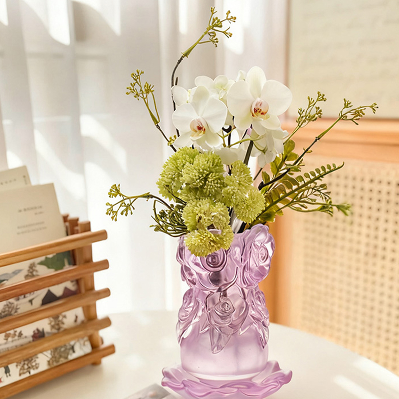 Proceso de fundición a la cera perdida Decoración del hogar Florero de cristal “Florero de rosas”