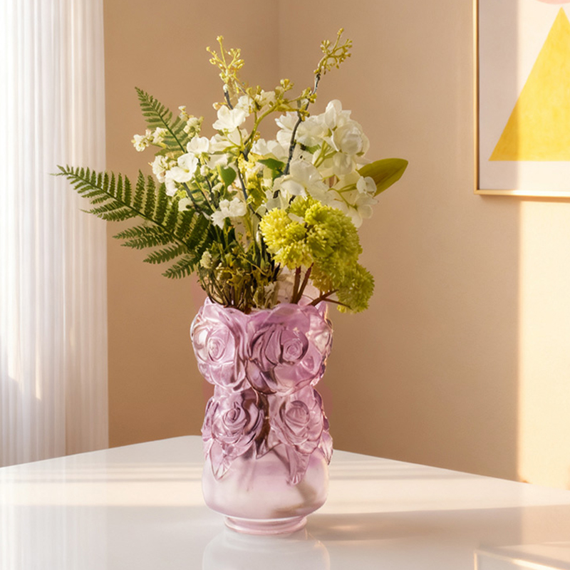 Proceso de fundición a la cera perdida Decoración del hogar Florero de cristal “Florero de rosas”