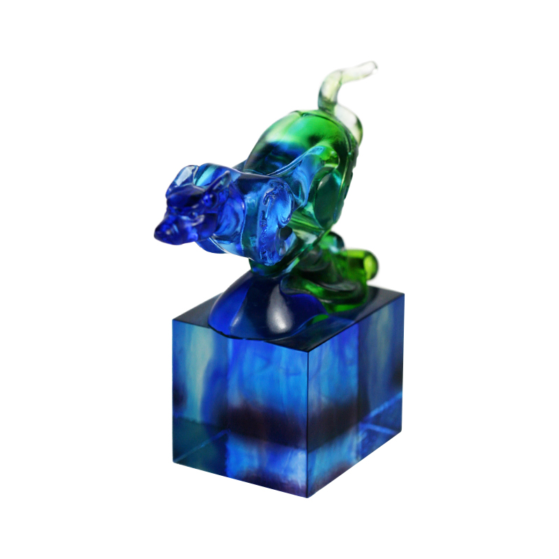 Adorno de sello de vidrio clásico azul verdoso