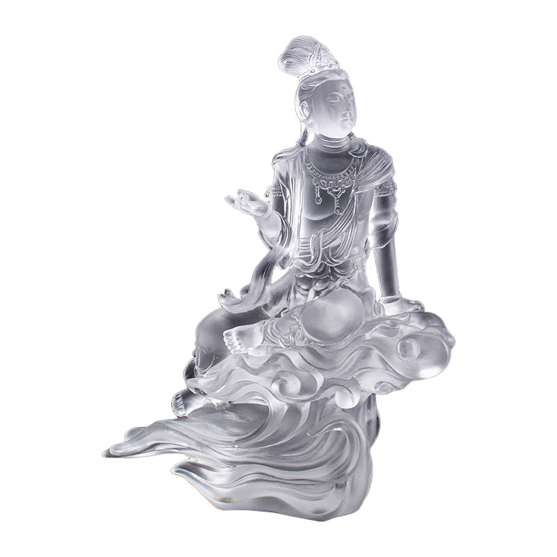 Escultura de vidrio transparente del Bodhisattva Avalokiteśvara