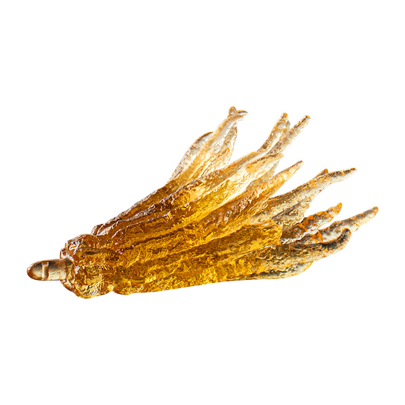 Porta incienso de cristal color dorado con forma de mano