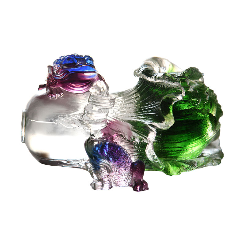 Adornos de escultura de sapo dorado de cristal