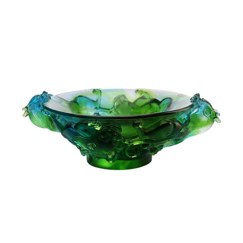 Frutero de cristal verde transparente