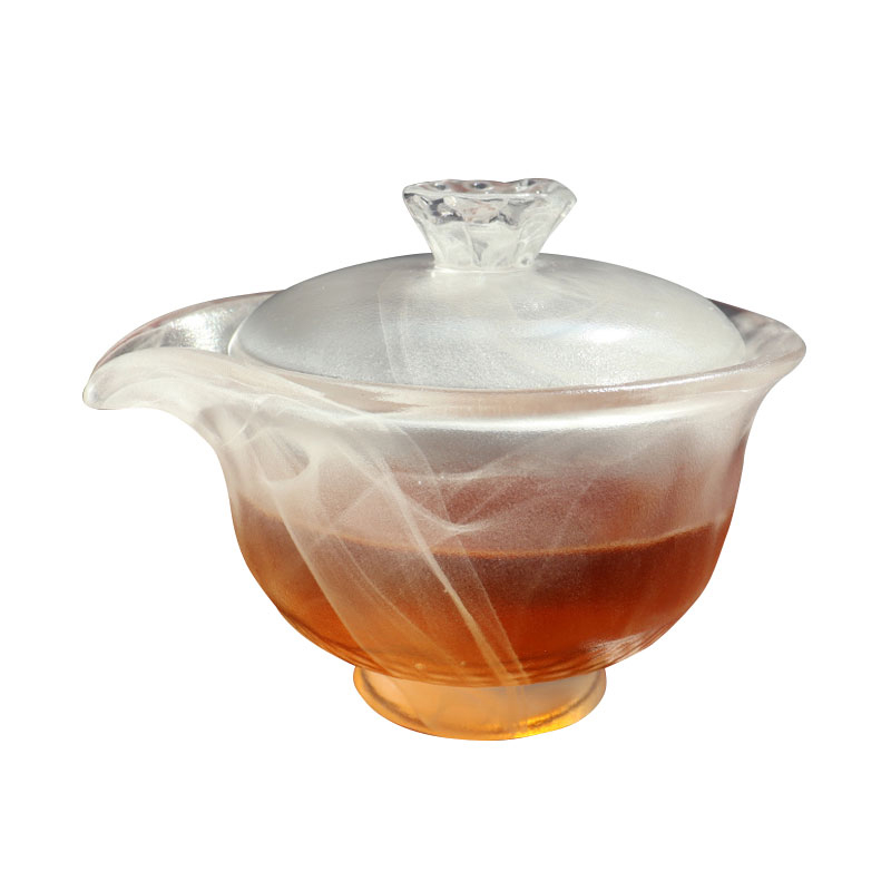 Juego de té de vidrio transparente con tetera, taza de té
