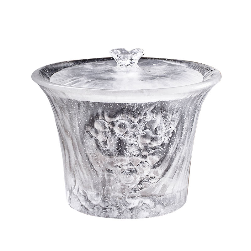 Juego de tazas de té transparentes con tapas