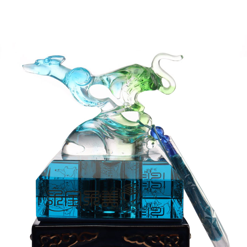 Tapa de botella de ciervo azul adornos decorativos utensilios de botella de vino de vidrio