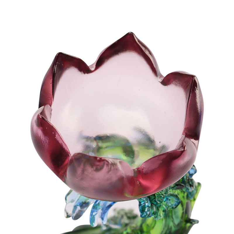 Candelabro con forma de loto de cristal