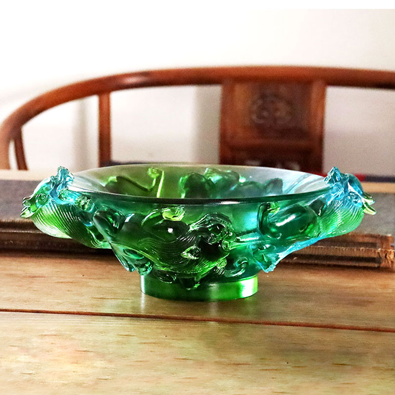 Frutero de cristal verde transparente