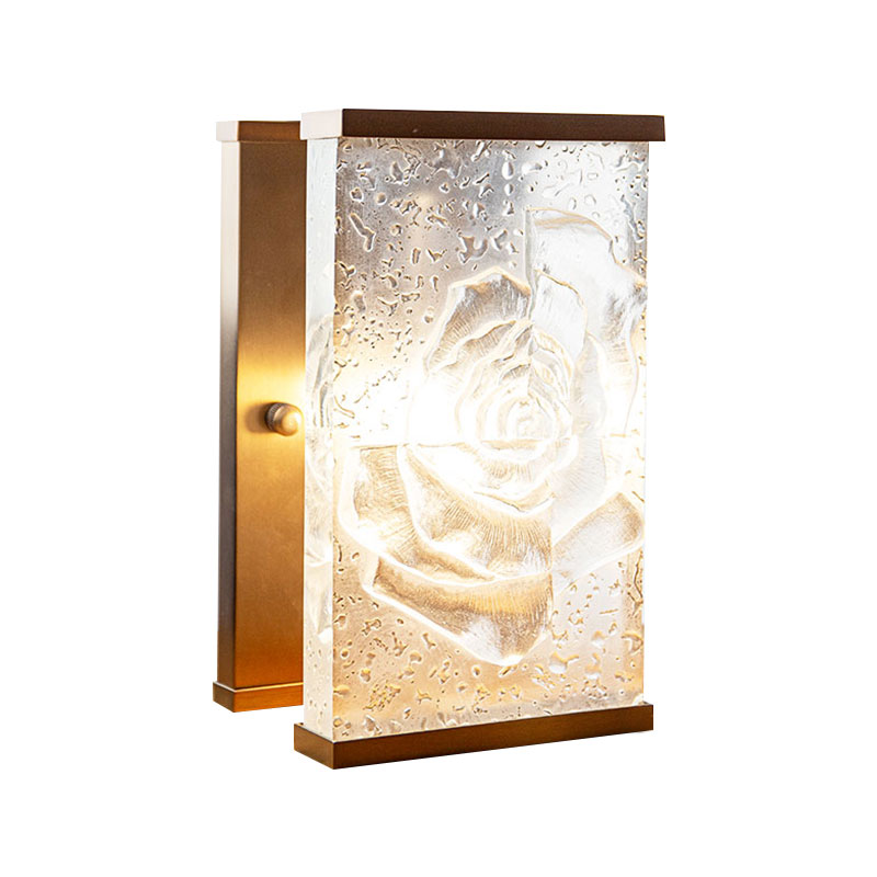 Adornos de lámpara decorativa de vidrio esmaltado rectangular.