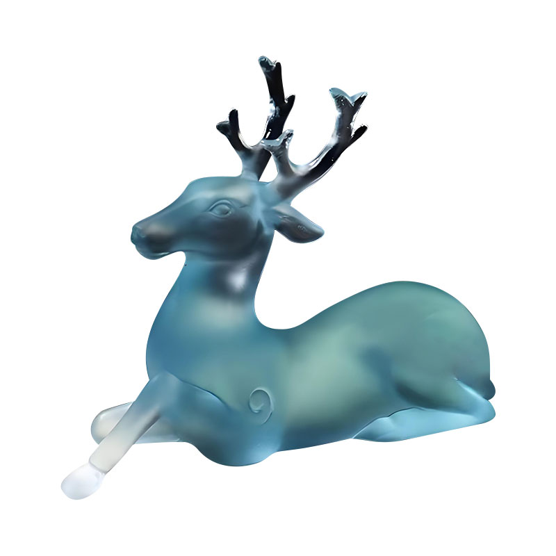 Portaescobillas de cristal azul con forma de ciervo