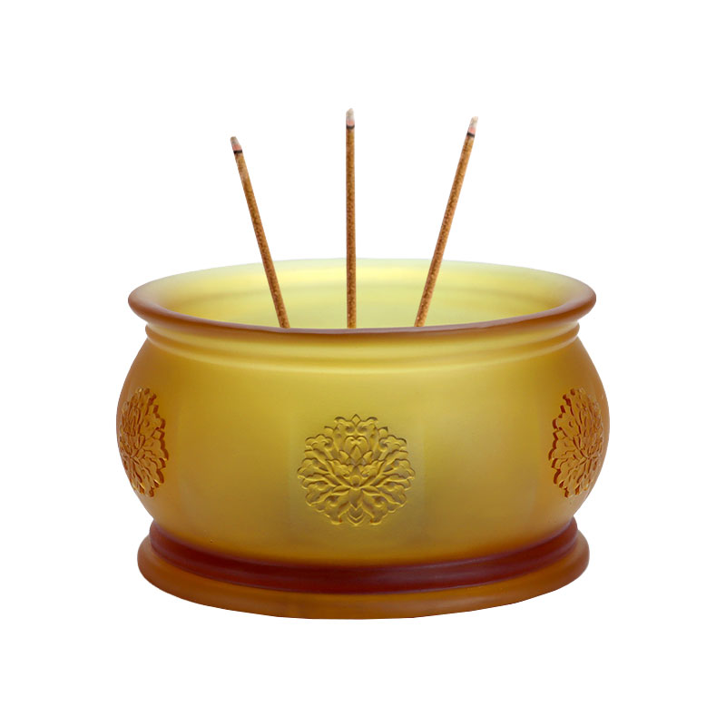 Conjunto de ofrendas de vidrio dorado para altar budista de la serie