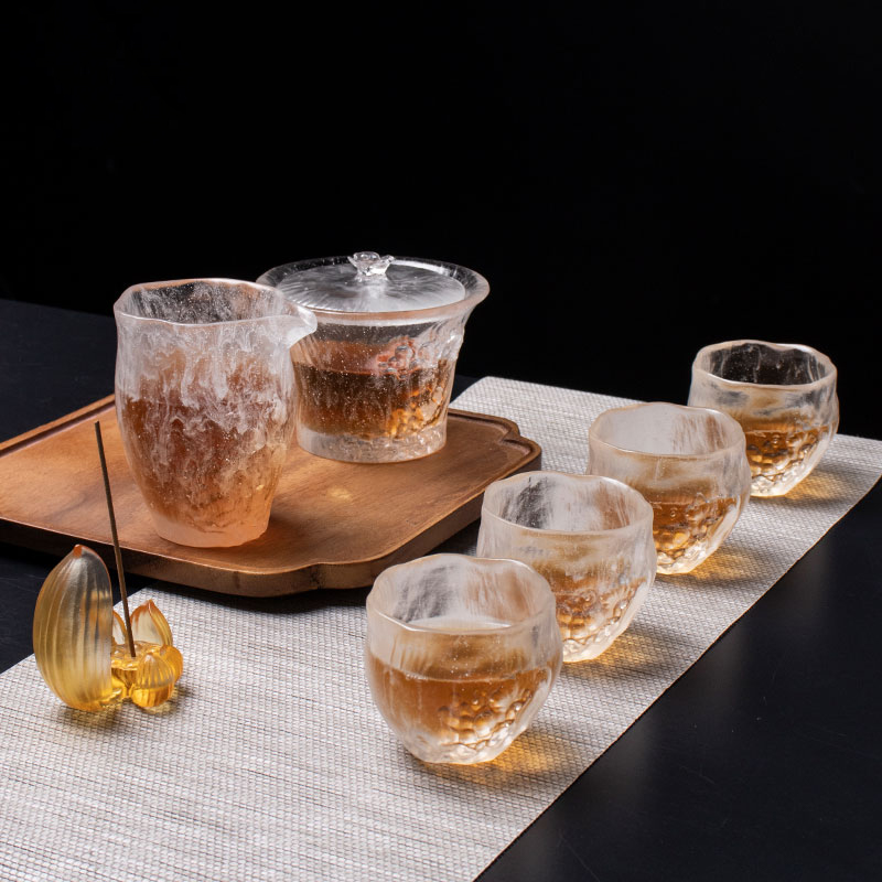 Juego de tazas de té transparentes con tapas