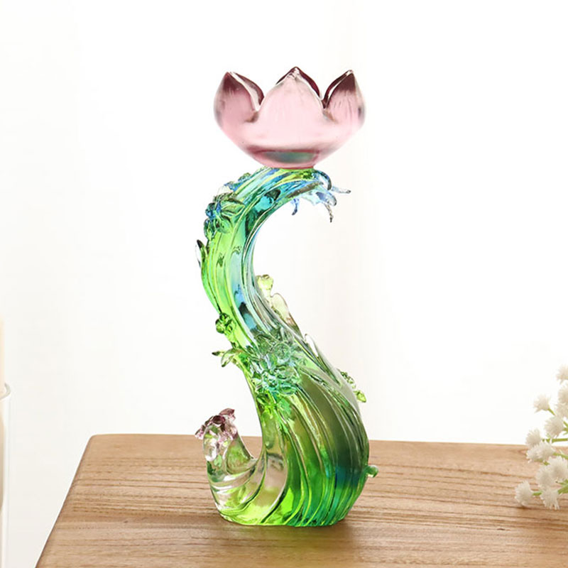 Candelabro con forma de loto de cristal