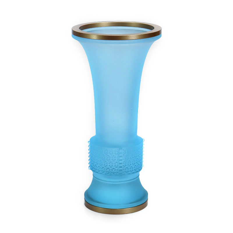 Conjunto de ofrendas de altar budista de vidrio serie Ruyi azul claro