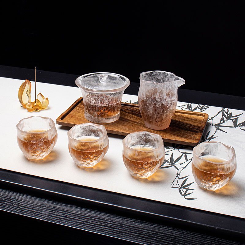 Juego de tazas de té transparentes con tapas