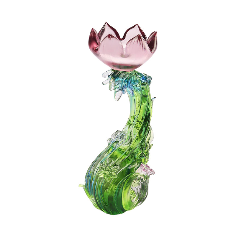 Candelabro con forma de loto de cristal