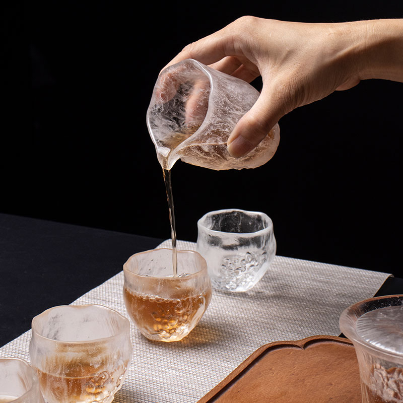 Juego de tazas de té transparentes con tapas