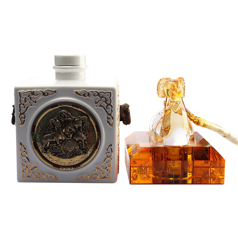 Juego de botellas de vino de cristal con tapa con formas de animales del zodíaco chino