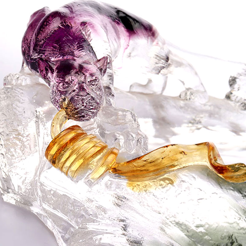 Bandeja de fruta ovalada de vidrio decorativo artístico