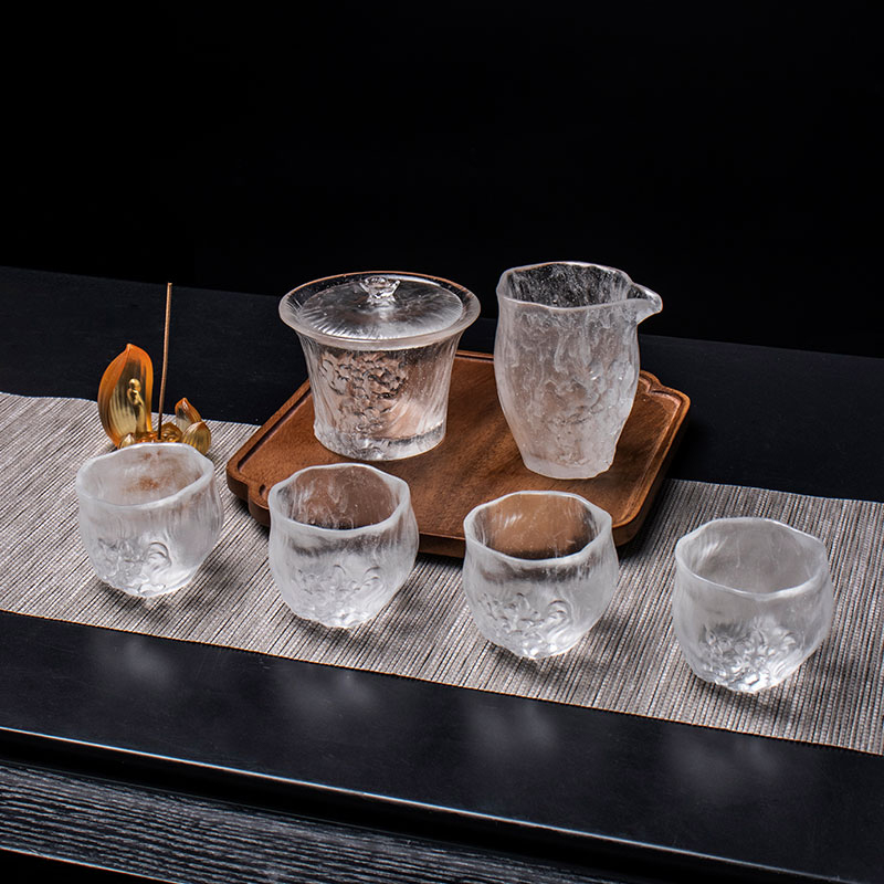 Juego de tazas de té transparentes con tapas