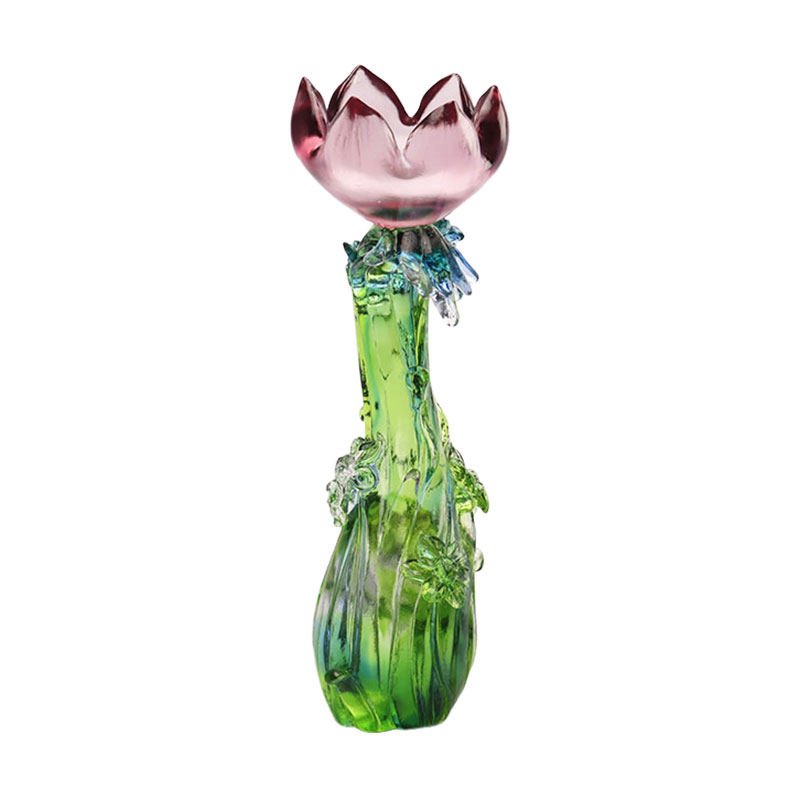 Candelabro con forma de loto de cristal