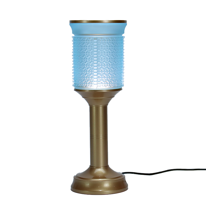 Conjunto de ofrendas de altar budista de vidrio serie Ruyi azul claro