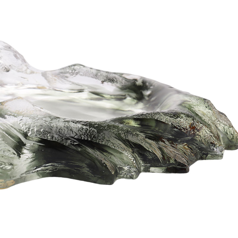 Bandeja de fruta ovalada de vidrio decorativo artístico