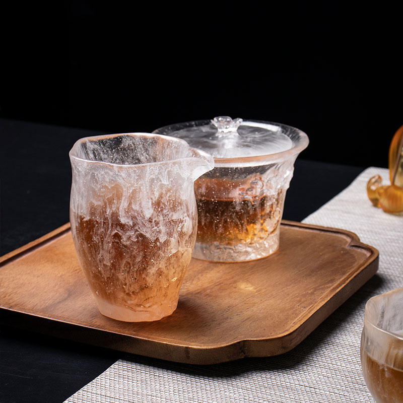 Juego de tazas de té transparentes con tapas