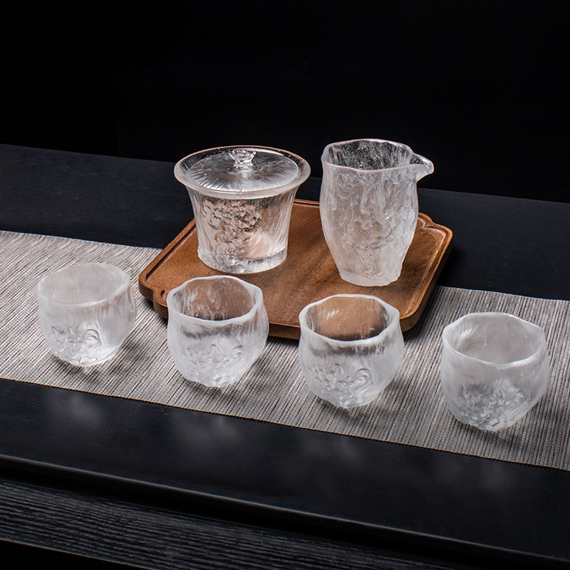 Juego de tazas de té transparentes con tapas