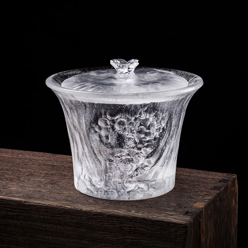 Juego de tazas de té transparentes con tapas