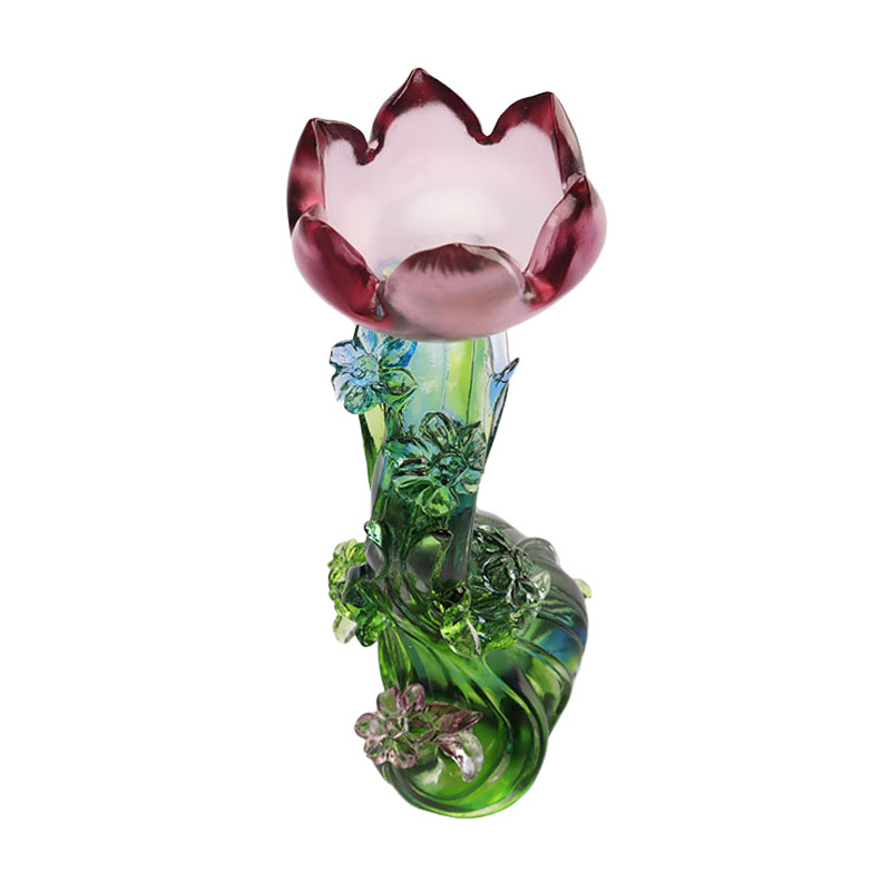 Candelabro con forma de loto de cristal