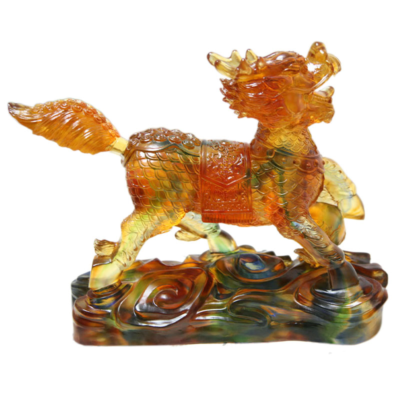 Adornos de figuras de Kirin de cristal