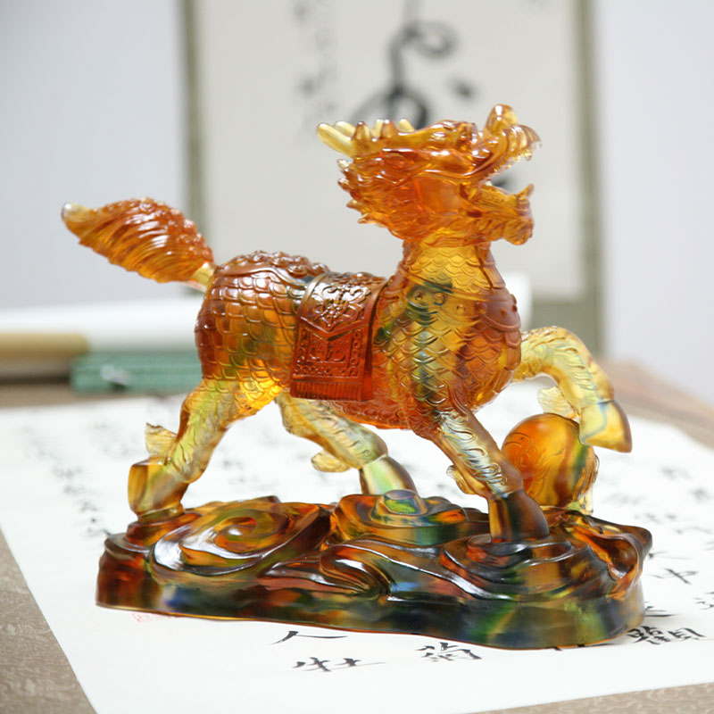 Adornos de figuras de Kirin de cristal