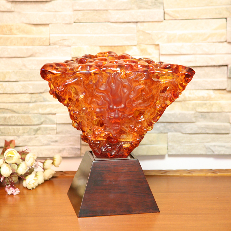 Adornos de escritorio de lámpara decorativa de vidrio naranja