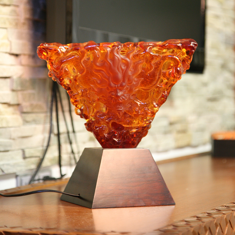 Adornos de escritorio de lámpara decorativa de vidrio naranja