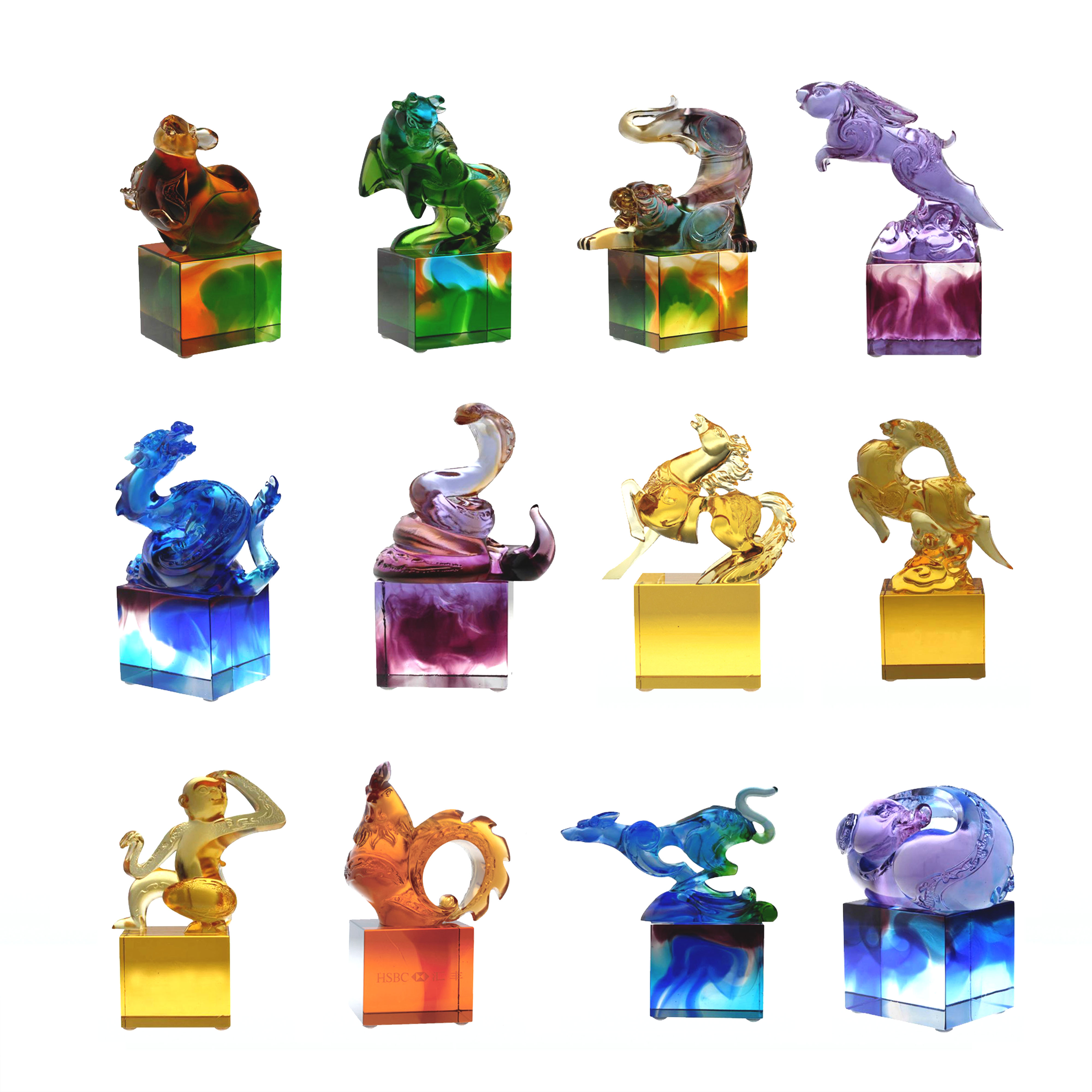 Adorno de sello de vidrio clásico azul verdoso